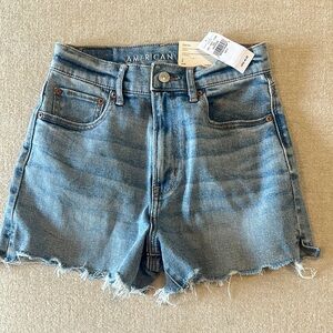 American Eagle Outfitters Blue Jean Shorts High-Waisted Distressed